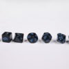 Dark Eclipse Poly-Dice Set containing seven different dice: a D20, D100, D12, D10, D8, D6 and a D4
