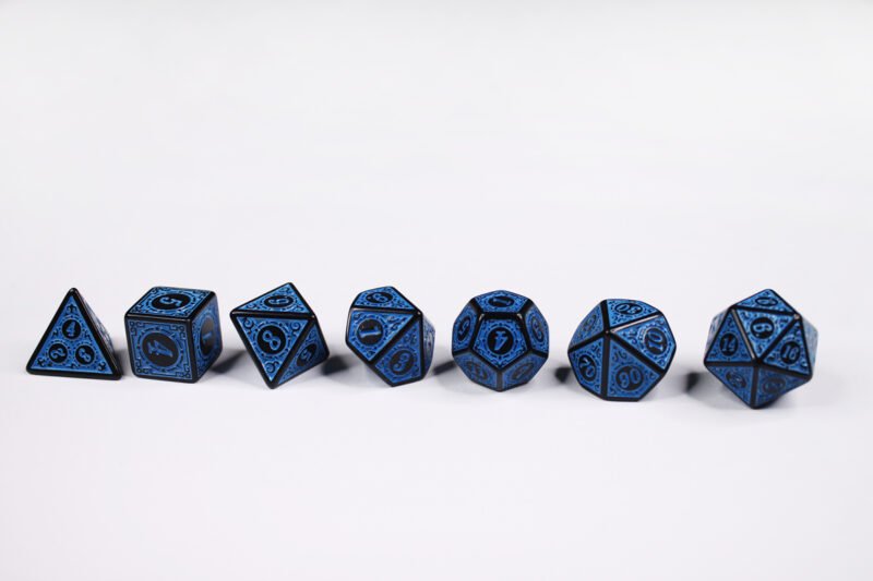 Kraken Lure Poly-Dice Set containing seven different dice: a D20, D100, D12, D10, D8, D6 and a D4
