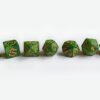 Emerald Dragon Poly-Dice Set containing seven different dice: a D20, D100, D12, D10, D8, D6 and a D4